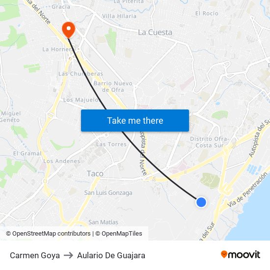 Carmen Goya to Aulario De Guajara map