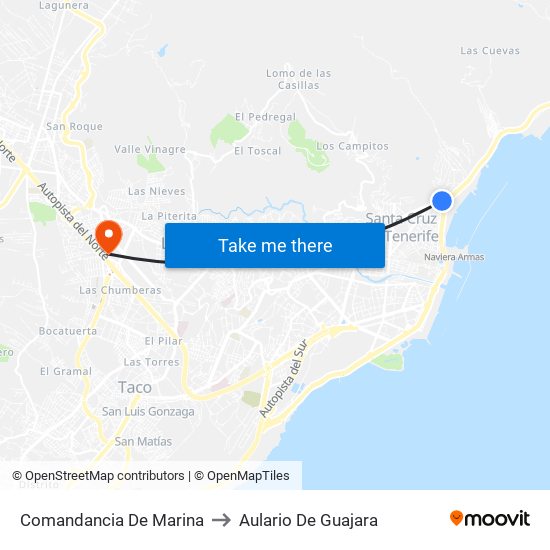 Comandancia De Marina to Aulario De Guajara map
