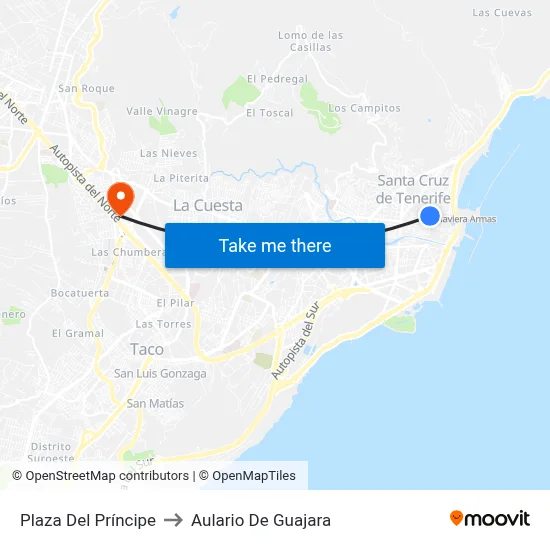Plaza Del Príncipe to Aulario De Guajara map