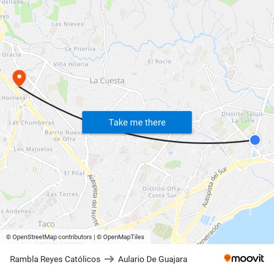 Rambla Reyes Católicos to Aulario De Guajara map