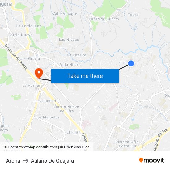 Arona to Aulario De Guajara map