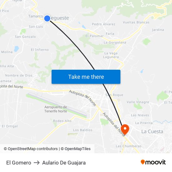 El Gomero to Aulario De Guajara map