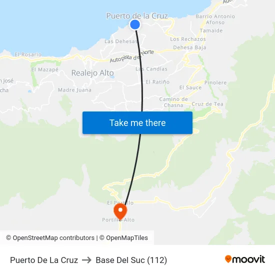 Puerto De La Cruz to Base Del Suc (112) map