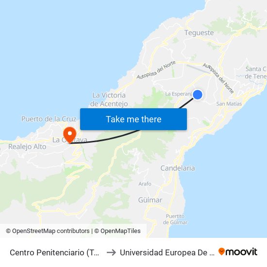 Centro Penitenciario (Tenerife II) to Universidad Europea De Canarias map