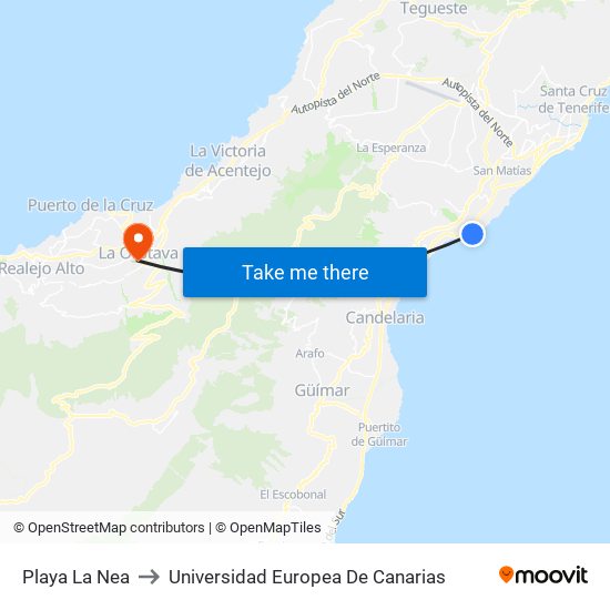 Playa La Nea to Universidad Europea De Canarias map