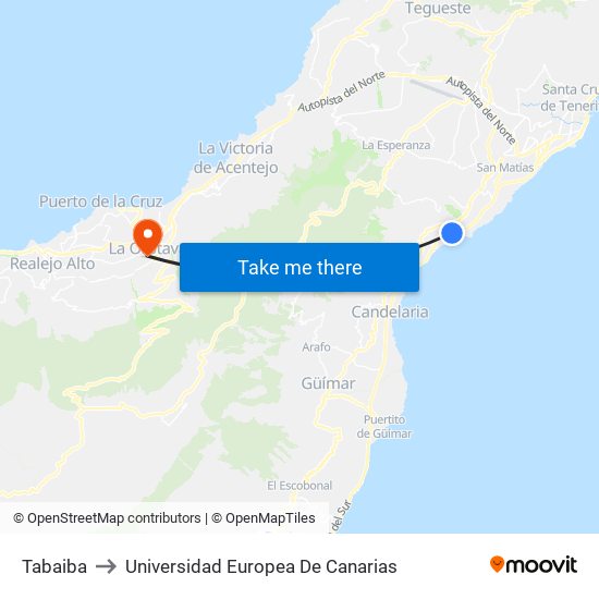 Tabaiba to Universidad Europea De Canarias map