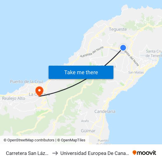 Carretera San Lázaro to Universidad Europea De Canarias map