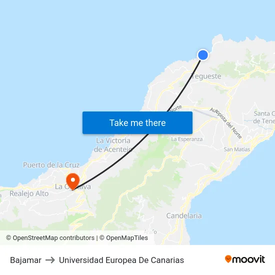 Bajamar to Universidad Europea De Canarias map