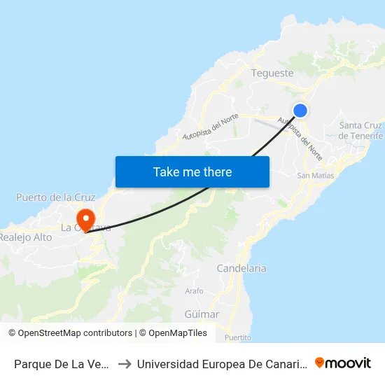 Parque De La Vega to Universidad Europea De Canarias map
