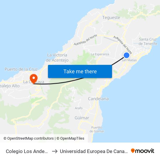 Colegio Los Andenes to Universidad Europea De Canarias map