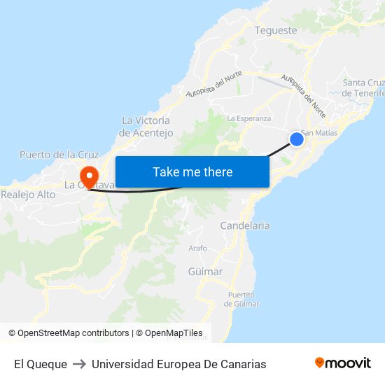 El Queque to Universidad Europea De Canarias map