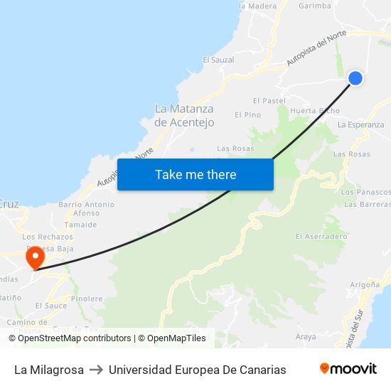 La Milagrosa to Universidad Europea De Canarias map