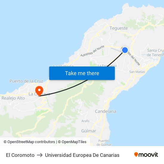 El Coromoto to Universidad Europea De Canarias map