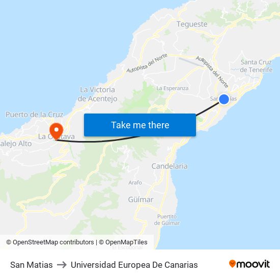 San Matias to Universidad Europea De Canarias map