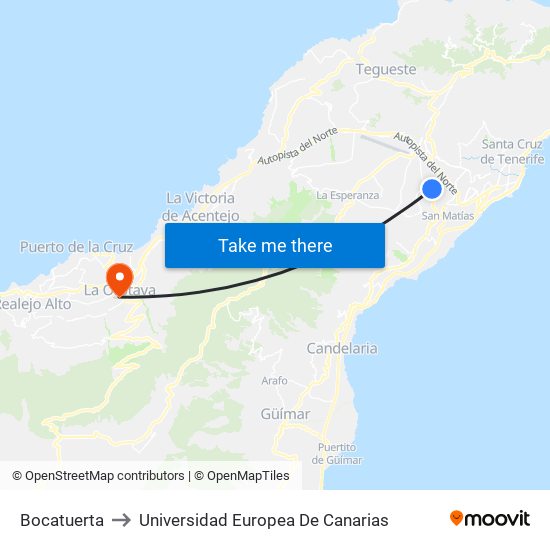 Bocatuerta to Universidad Europea De Canarias map