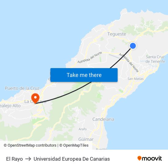 El Rayo to Universidad Europea De Canarias map