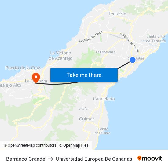 Barranco Grande to Universidad Europea De Canarias map