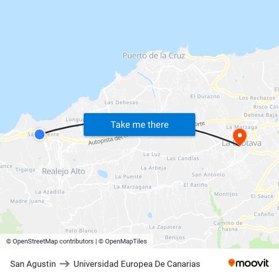 San Agustin to Universidad Europea De Canarias map