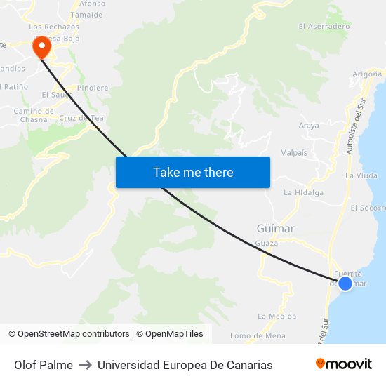 Olof Palme to Universidad Europea De Canarias map