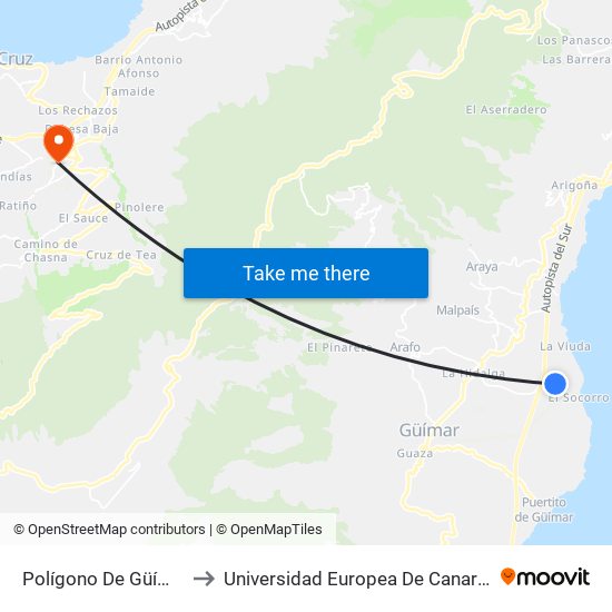 Polígono De Güímar to Universidad Europea De Canarias map