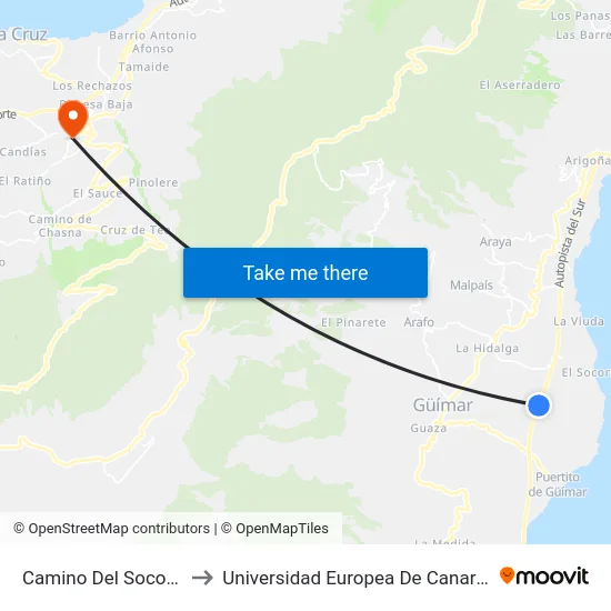 Camino Del Socorro to Universidad Europea De Canarias map