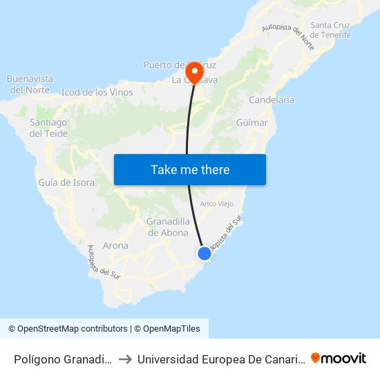 Polígono Granadilla to Universidad Europea De Canarias map