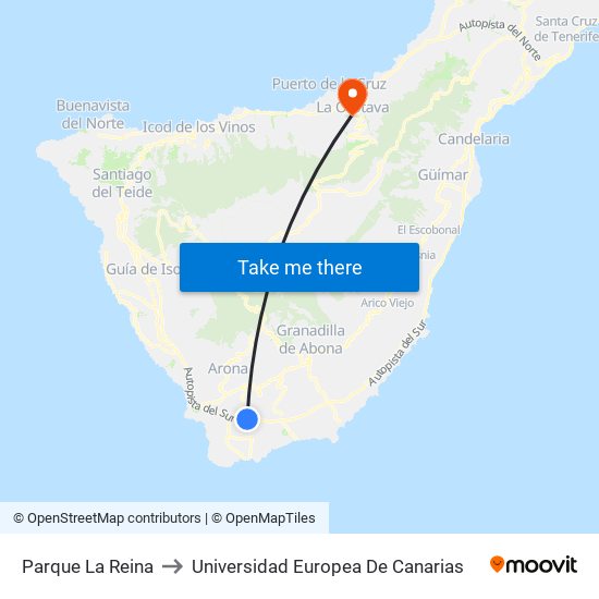 Parque La Reina to Universidad Europea De Canarias map