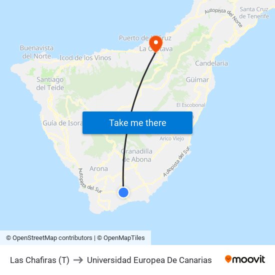 Las Chafiras (T) to Universidad Europea De Canarias map