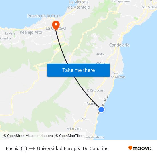 Fasnia (T) to Universidad Europea De Canarias map