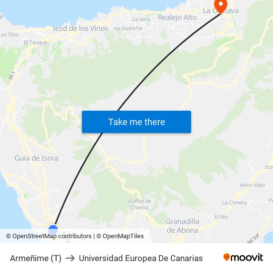 Armeñime (T) to Universidad Europea De Canarias map