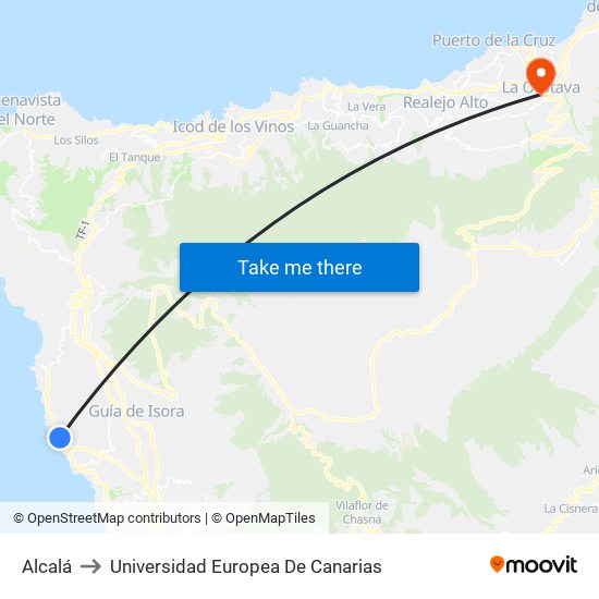 Alcalá to Universidad Europea De Canarias map