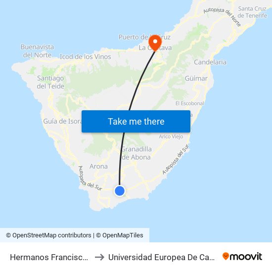 Hermanos Franciscanos to Universidad Europea De Canarias map