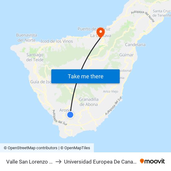 Valle San Lorenzo (T) to Universidad Europea De Canarias map