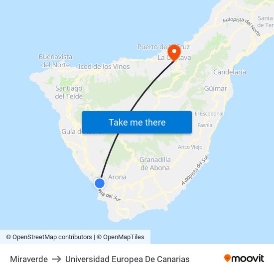 Miraverde to Universidad Europea De Canarias map