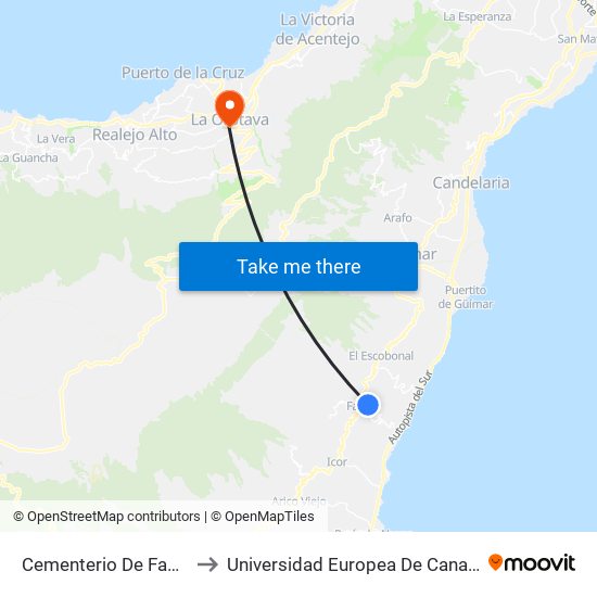 Cementerio De Fasnia to Universidad Europea De Canarias map
