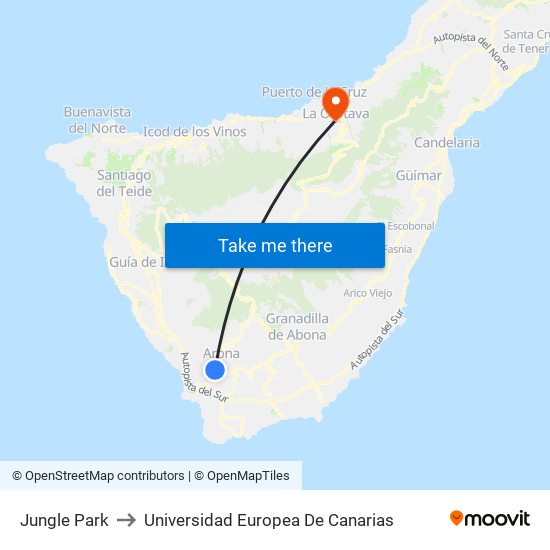 Jungle Park to Universidad Europea De Canarias map