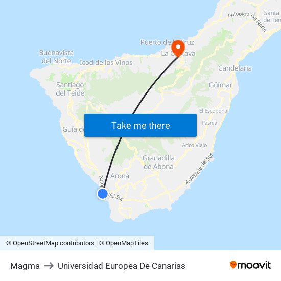 Magma to Universidad Europea De Canarias map