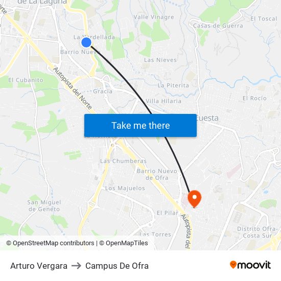 Arturo Vergara to Campus De Ofra map