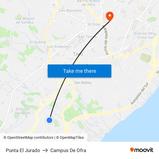 Punta El Jurado to Campus De Ofra map