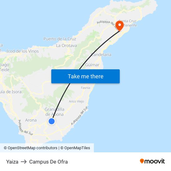 Yaiza to Campus De Ofra map