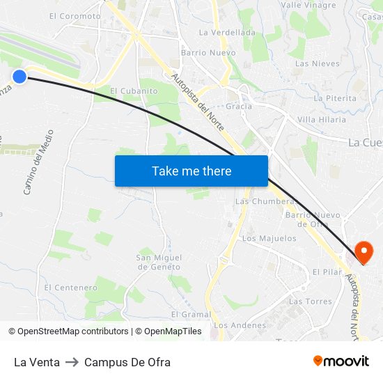 La Venta to Campus De Ofra map