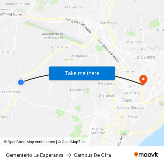 Cementerio La Esperanza to Campus De Ofra map