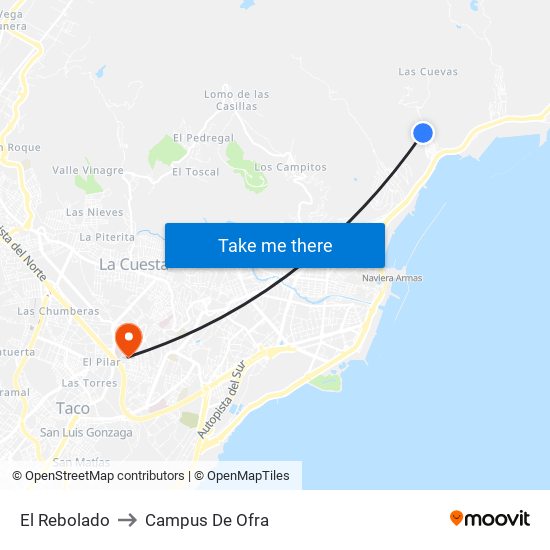 El Rebolado to Campus De Ofra map