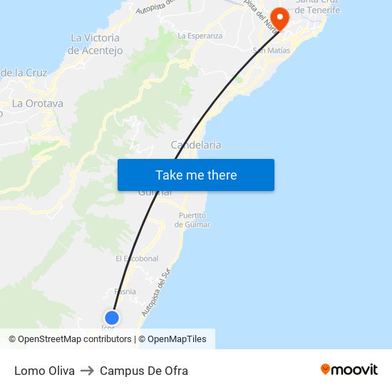 Lomo Oliva to Campus De Ofra map