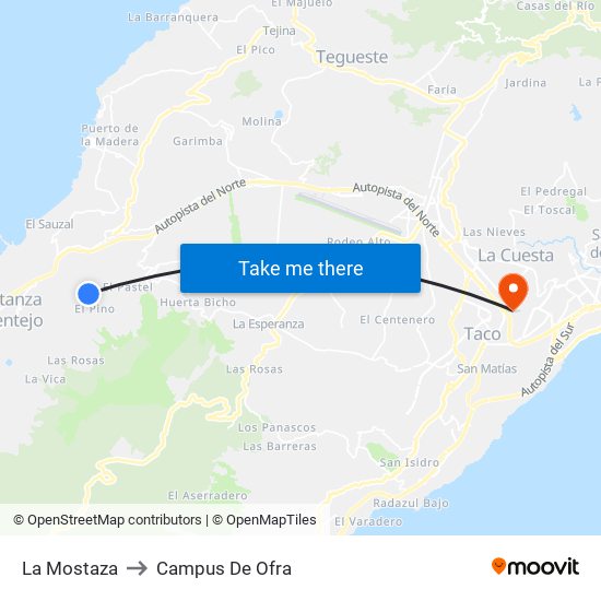 La Mostaza to Campus De Ofra map
