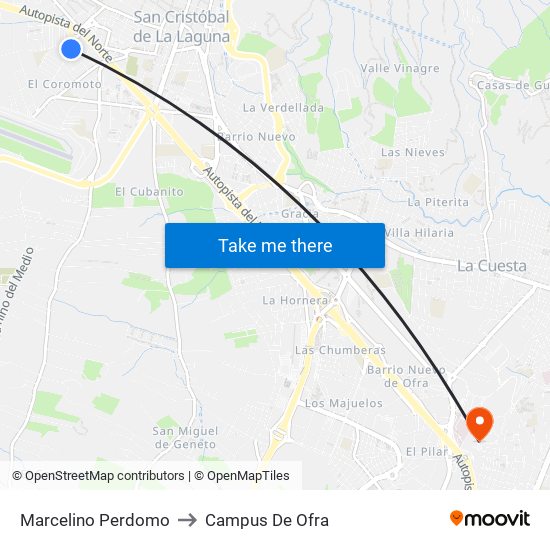 Marcelino Perdomo to Campus De Ofra map