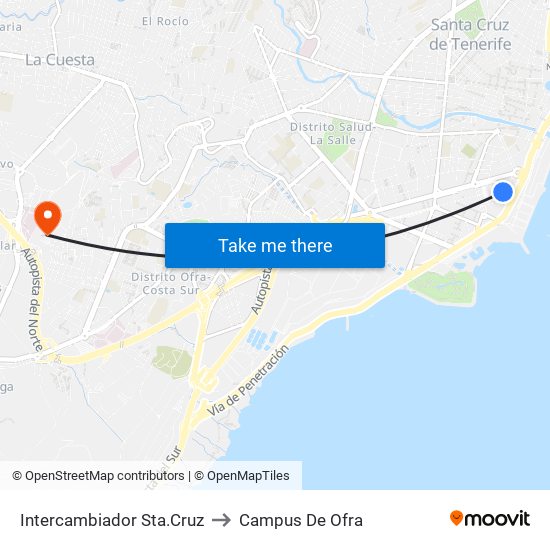 Intercambiador Sta.Cruz to Campus De Ofra map