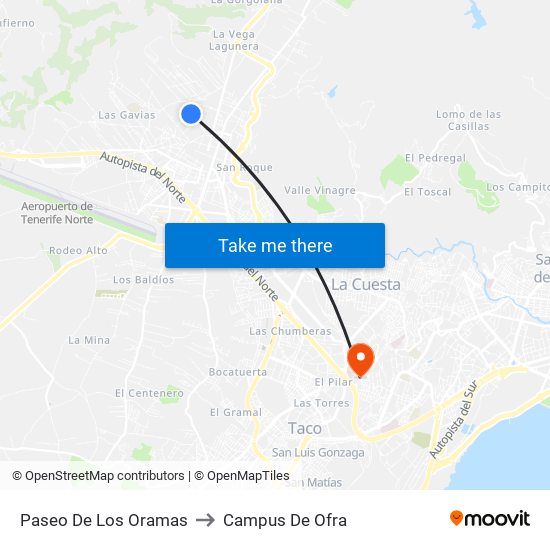 Paseo De Los Oramas to Campus De Ofra map