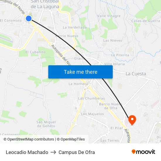 Leocadio Machado to Campus De Ofra map