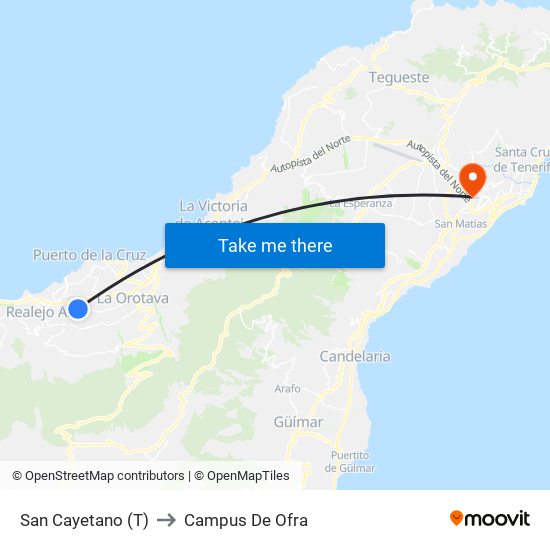 San Cayetano (T) to Campus De Ofra map